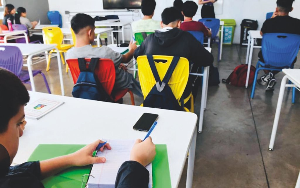 Estudiantes en un aula de escuela pública de Nueva Jersey.